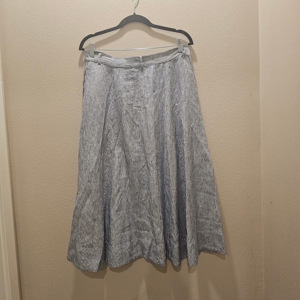 Ralph Lauren Polo Striped Linen Midi Skirt Size 10 - Picture 2 of 5